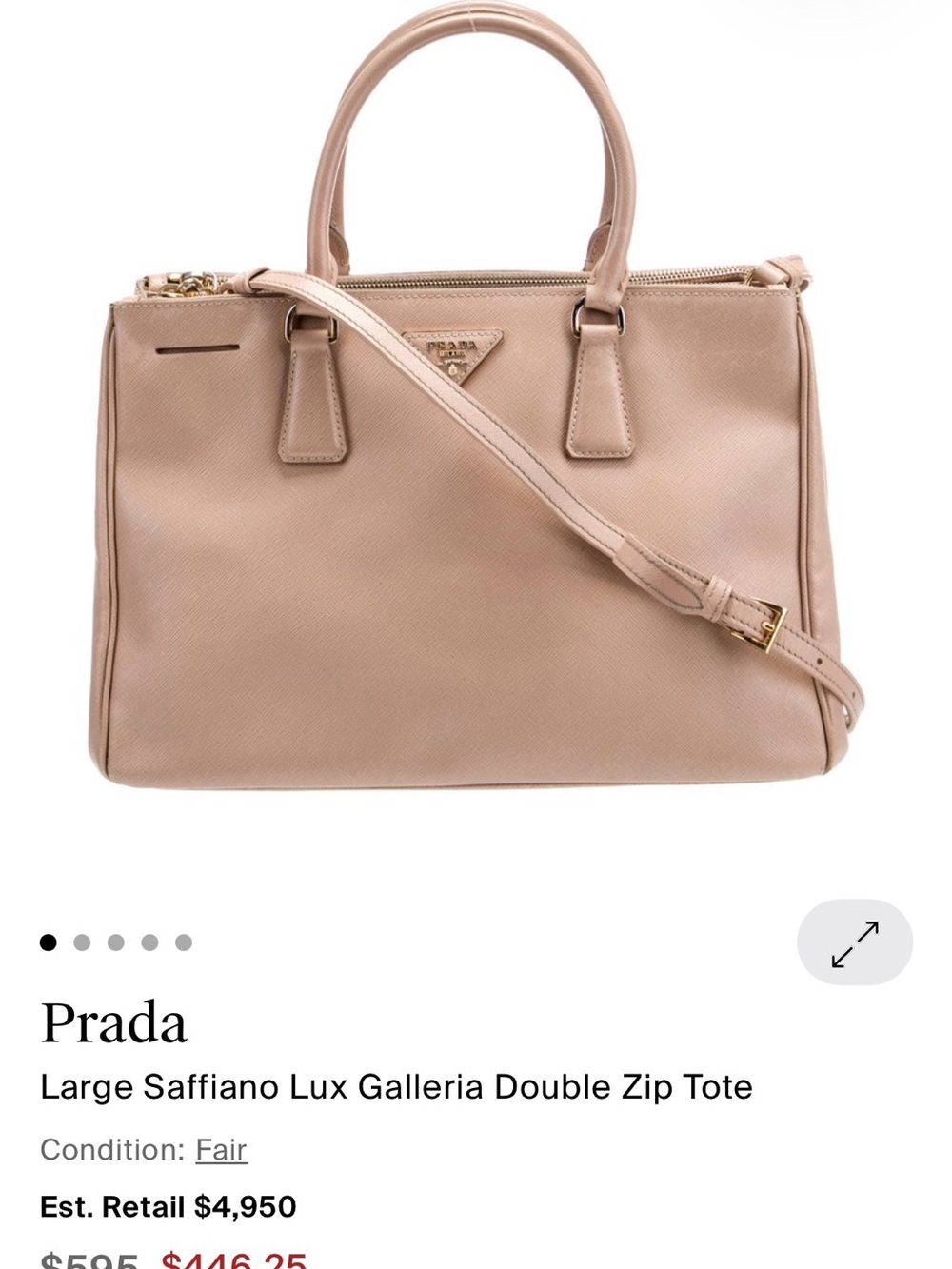 Prada Saffiano Lux Galleria Tote in Blush Beige